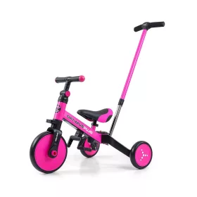   Gyerek háromkerekű bicikli 4az1-ben Milly Mally Optimus Plus tolókarral pink