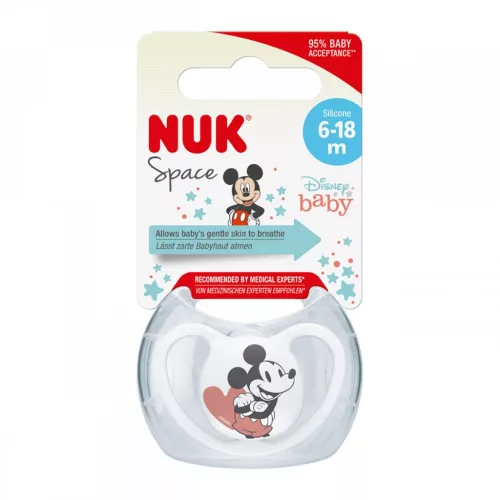 Baba cumi Space NUK 6-18h Disney Mickey Mouse fehér