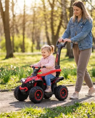 Bébitaxi tolókarral Baby Mix Mega piros
