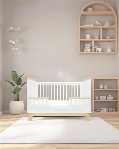 Gyerekágy leesésgátlóval New Baby MARCUS 120x60 cm fehér/természetes