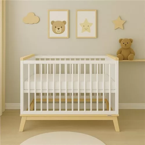 Gyerekágy leesésgátlóval New Baby MARCUS 120x60 cm fehér/természetes