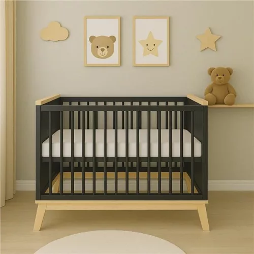 Gyerekágy leesésgátlóval New Baby MARCUS 120x60 cm grafit/természetes
