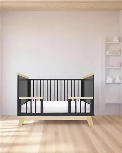 Gyerekágy leesésgátlóval New Baby MARCUS 120x60 cm grafit/fehér