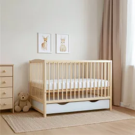   Gyerek kiságy New Baby LILLY leengedhető oldalráccsal és fiókkal természetes
