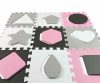 Habszivacs puzzle szőnyeg Milly Mally Jolly 3x3 Shapes Pink Grey