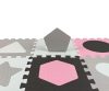 Habszivacs puzzle szőnyeg Milly Mally Jolly 3x3 Shapes Pink Grey