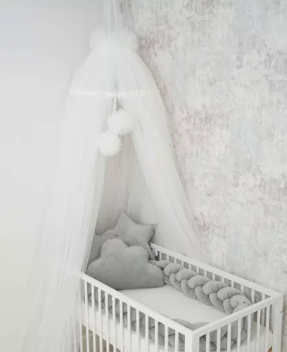 Függő luxus baldachin pomponokkal Belisima ecru