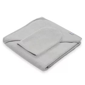   Gyermek frottír törölköző és kapucnival New Baby BASIC 80x80 szürke