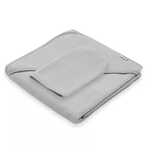Gyermek frottír törölköző és kapucnival New Baby BASIC 80x80 szürke