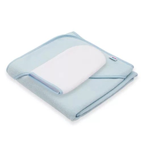 Gyermek frottír törölköző és kapucnival New Baby BASIC 80x80 kék