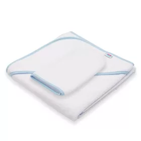   Gyermek frottír törölköző és kapucnival New Baby BASIC 80x80 fehér-kék