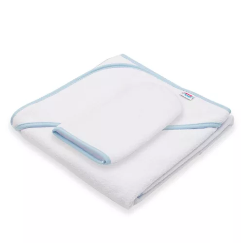 Gyermek frottír törölköző és kapucnival New Baby BASIC 80x80 fehér-kék