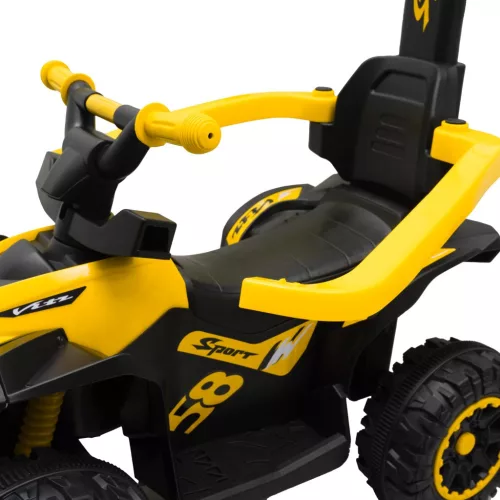 Bébitaxi tolókarral Baby Mix Mega sárga