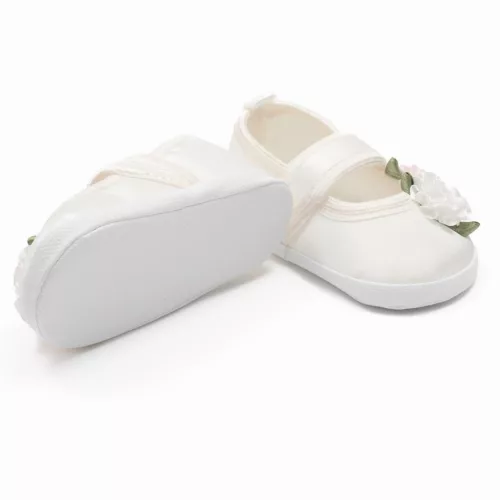 Baba szatén balettcipők New Baby Ivory Flowers 3-6 h