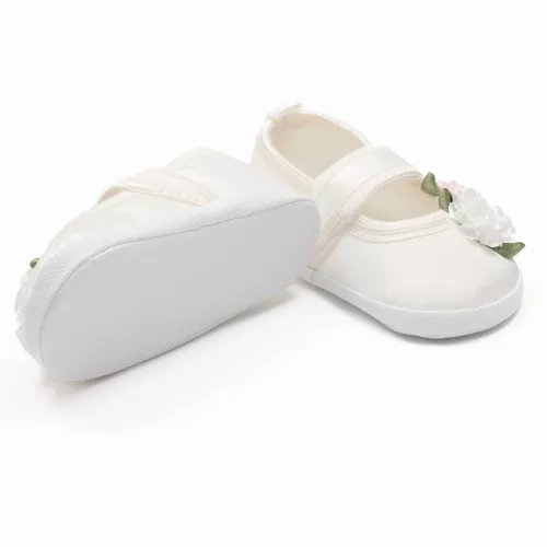 Baba szatén balettcipők New Baby Ivory Flowers 12-18 h