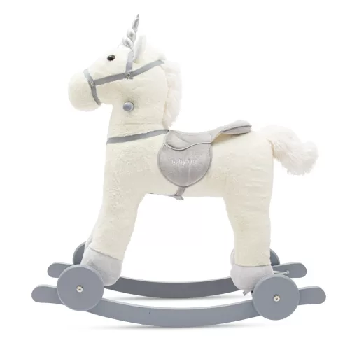 Hintaló játékszer dallammal és kerekekkel Unicorn Baby Mix fehér