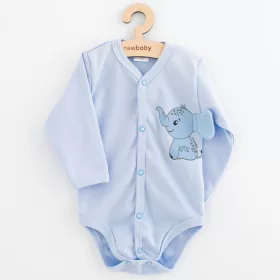   Baba teljes hosszában patentos hosszú ujjú body New Baby Happy Elephant blue