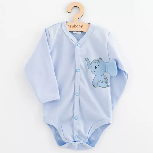 Baba teljes hosszában patentos hosszú ujjú body New Baby Happy Elephant blue