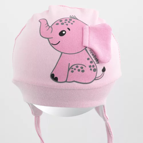 Pamut baba sapka New Baby  Happy Elephant pink