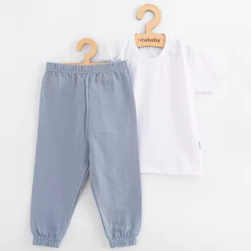   Baba pamut szett póló és nadrág New Baby Kindergarten kék-szürke