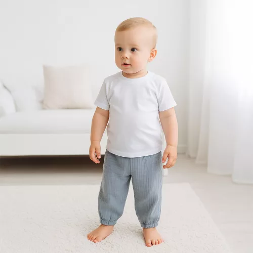 Baba pamut szett póló és nadrág New Baby Kindergarten kék-szürke