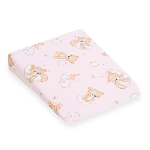 Baba párna huzat - ék alakú New Baby BASIC fehér 30x37 cm bear pink