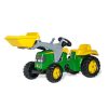 Pedálos traktor rakodóval és pótkocsival Rolly Kid John Deere zöld