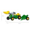 Pedálos traktor rakodóval és pótkocsival Rolly Kid John Deere zöld