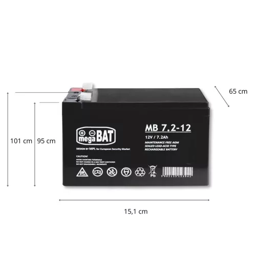 AGM gél akkumulátor VRLA MB 7,2-12 MB 7.2-12 karbantartásmentes