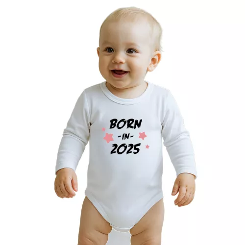 Gyermekek body nyomtatással New Baby BORN IN 2025 pink