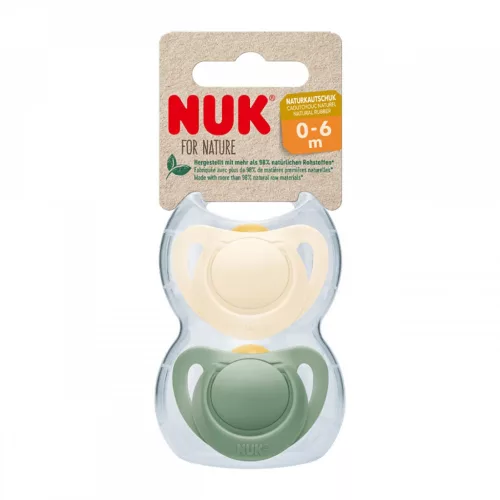 NUK For Nature latex cumi 0–6 h 2 db box zöld