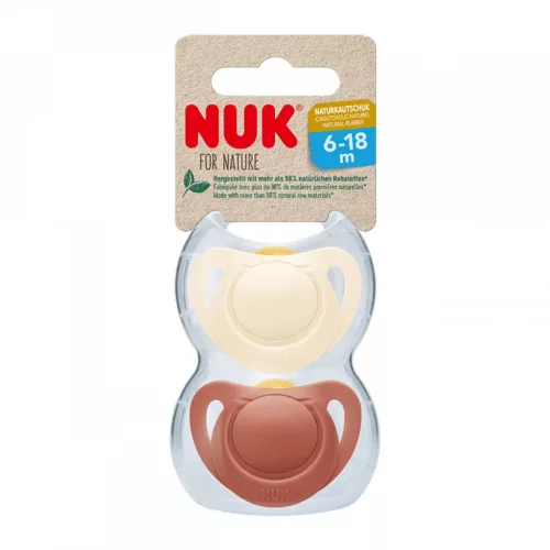 NUK For Nature latex cumi  6-18 h 2 db box piros