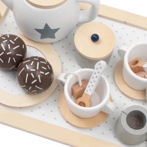 Gyerekeknek szánt Montessori Baby Mix fa teáskészlet