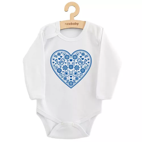 Baba body nyomtatással New Baby Népi minta kék szív