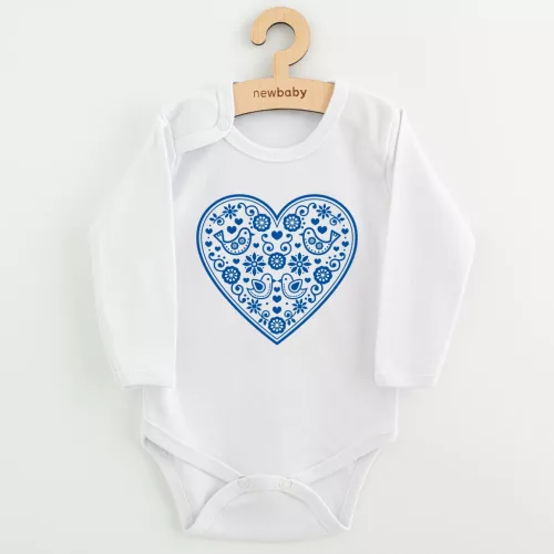 Baba body nyomtatással New Baby Népi minta kék szív