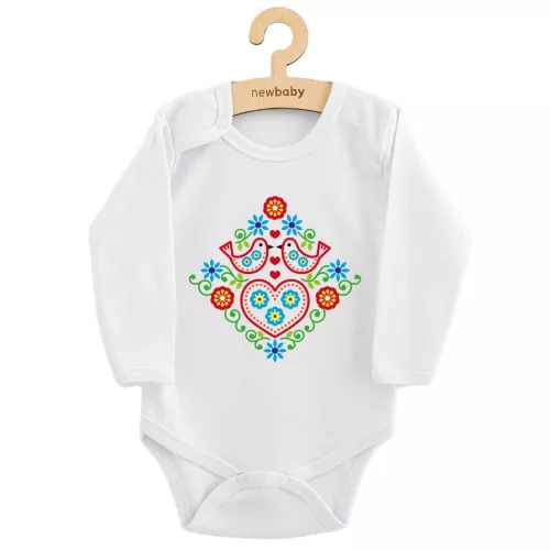 Baba body nyomtatással New Baby Népi minta kismadarak