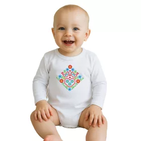 Baba body nyomtatással New Baby Népi minta kismadarak