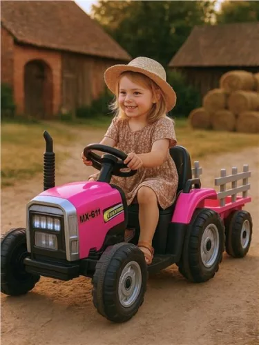 Baby Mix Erick elektromos traktor távirányítóval rózsaszín
