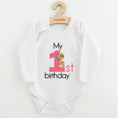 Baba body nyomtatással New Baby My first birthday pink