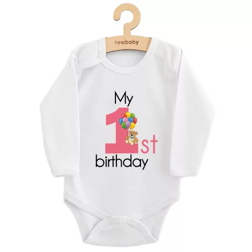 Baba body nyomtatással New Baby My first birthday pink