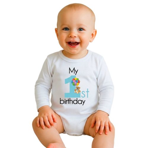 Baba body nyomtatással New Baby My first birthday blue