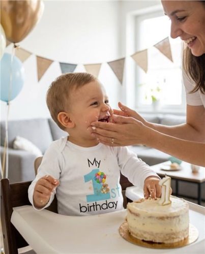 Baba body nyomtatással New Baby My first birthday blue