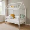 Gyermek ház alakú ágy korláttal és ágyráccsal New Baby CASTELLO 160x80 cm fehér