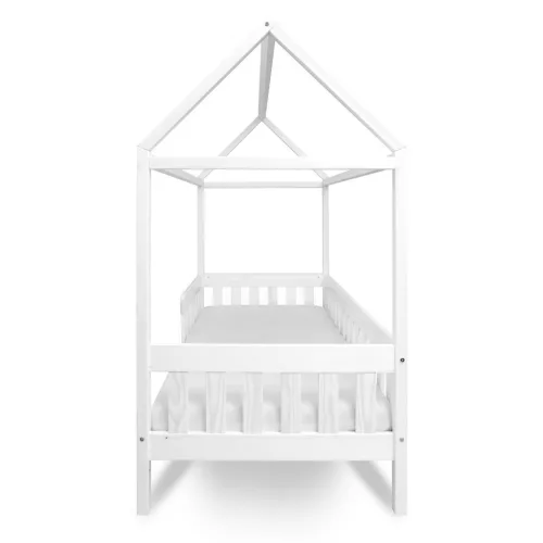 Gyermek ház alakú ágy korláttal és ágyráccsal New Baby CASTELLO 160x80 cm fehér