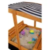 Zárható fa homokozó padokkal és tetővel gyerekeknek Baby Mix 120x120 cm kék-fehér