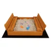 Zárható fa homokozó padokkal és tetővel gyerekeknek Baby Mix 120x120 cm kék-fehér