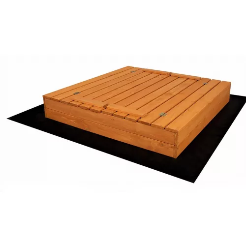 Zárható fa homokozó padokkal és tetővel gyerekeknek Baby Mix 120x120 cm kék-fehér