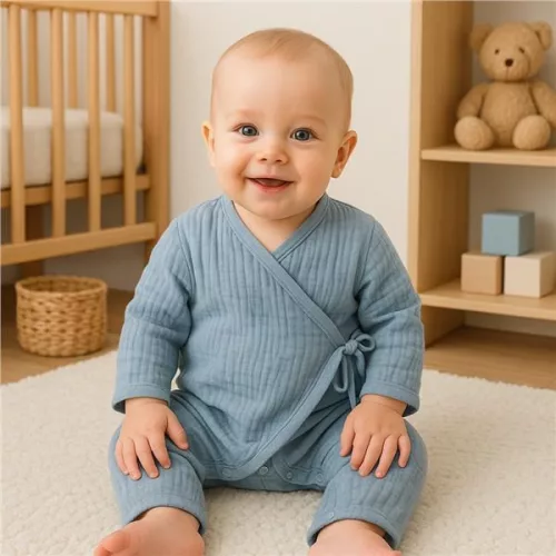 Baba muszlin kezeslábas New Baby blue