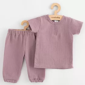 Baba muszlin szett póló és nadrág New Baby lavender