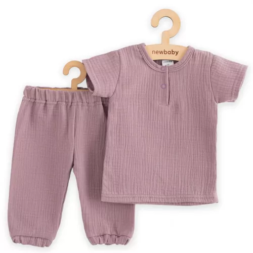 Baba muszlin szett póló és nadrág New Baby lavender